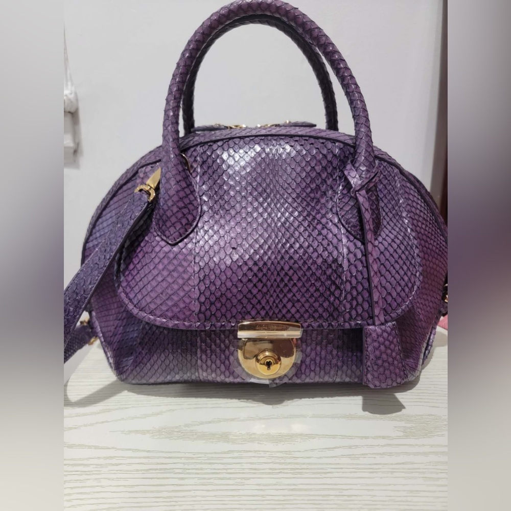 Salvatore Ferragamo Large Fiamma Python Bag